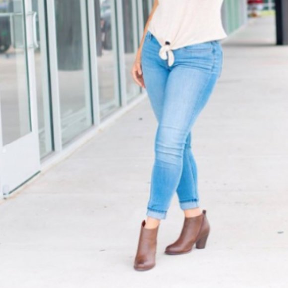 DONATED!! Burnished brown faux leather booties - Picture 2 of 4